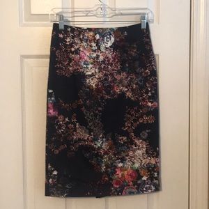 Navy Floral Pencil Skirt